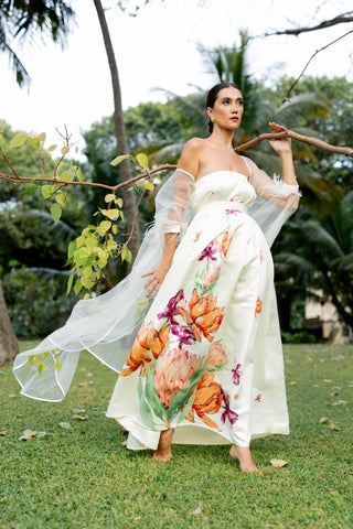 Floral lotus printed dress