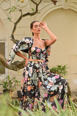 Floral kadupul printed  corset top with adjustable straps