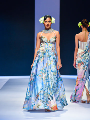 Exclusive HIMAGIRI Printed Dress with Attached Buckram