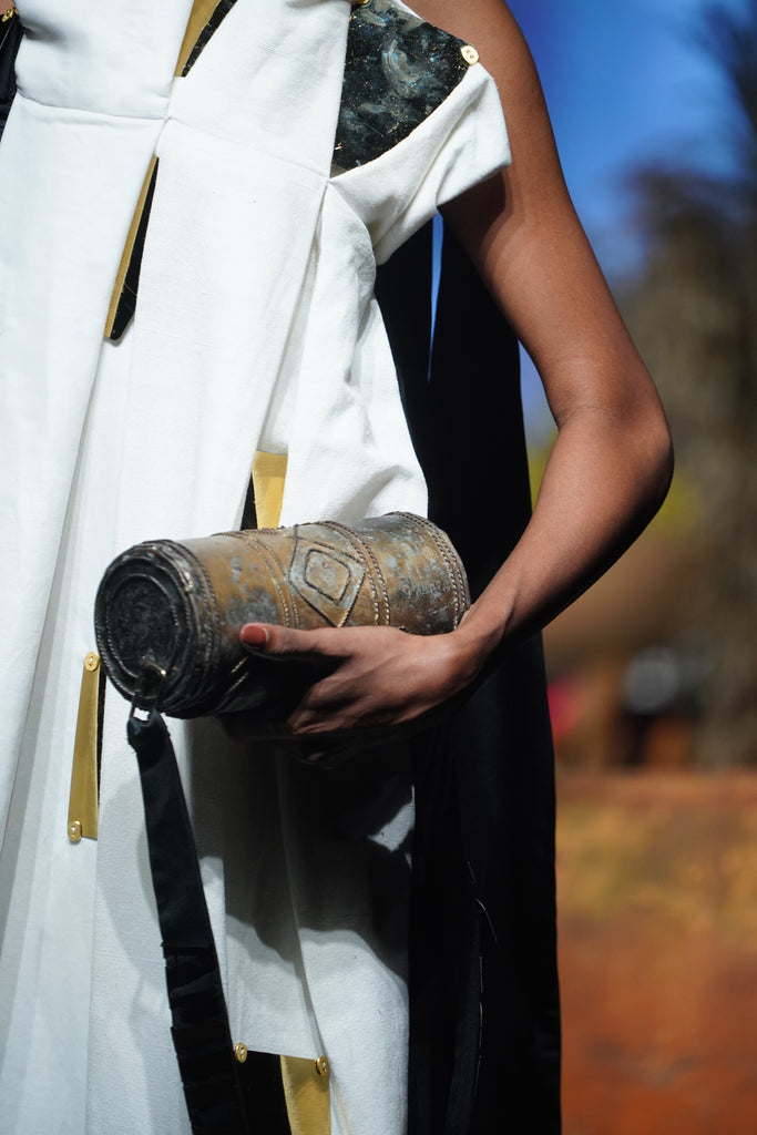 Pure Silk & Handwoven Cotton Dress with Metallic Plates