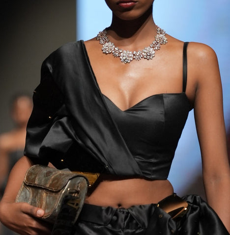 Sculptural satin crop top