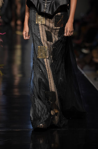 Hand-Embellished Metal Plate Skirt