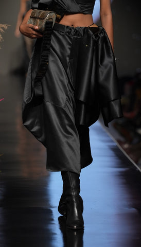 High-waisted satin statement pant